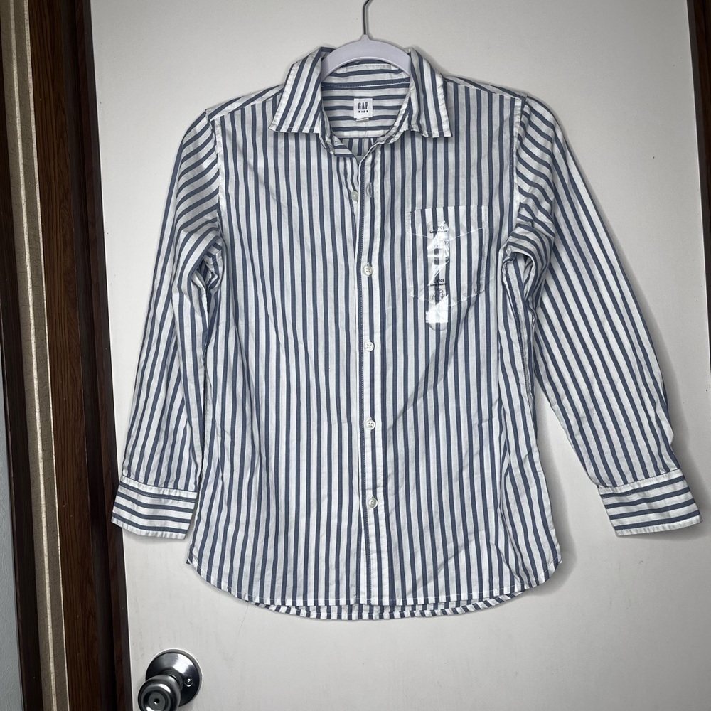 GAP KIDS Blue and White Striped Button Down Shirt
